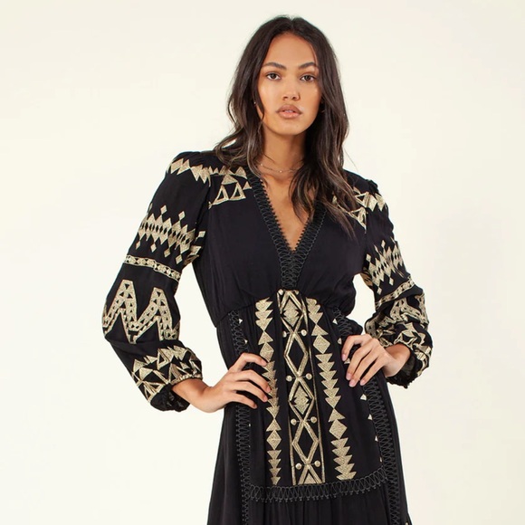 Hale Bob Fallin Embroidered Maxi Dress in Black - Picture 4 of 12